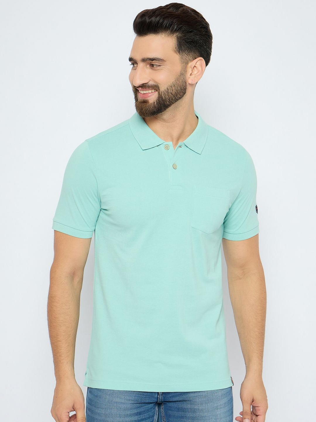 AXMANN Men Solid Polo Collar Cotton Casual T-shirt