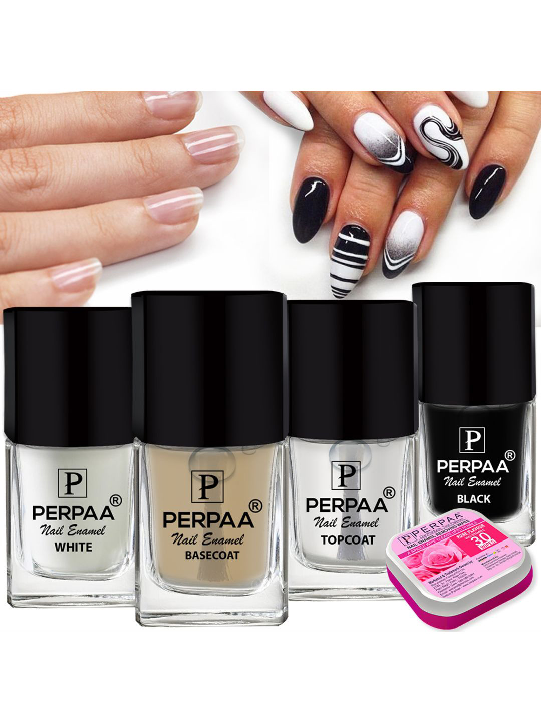 PERPAA Set Of 4 Nail Polish With Free Nail Wipes- 5 ml Each- Shade- 114- 115- 118- 119