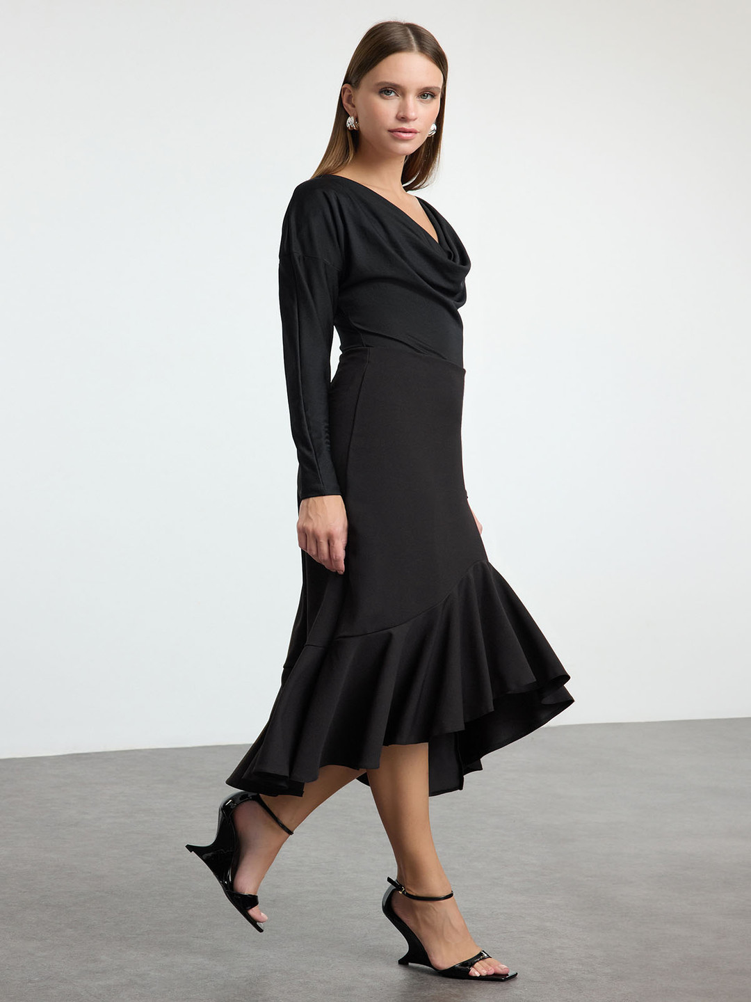 Trendyol Women A-Line High-Low Midi Skirt