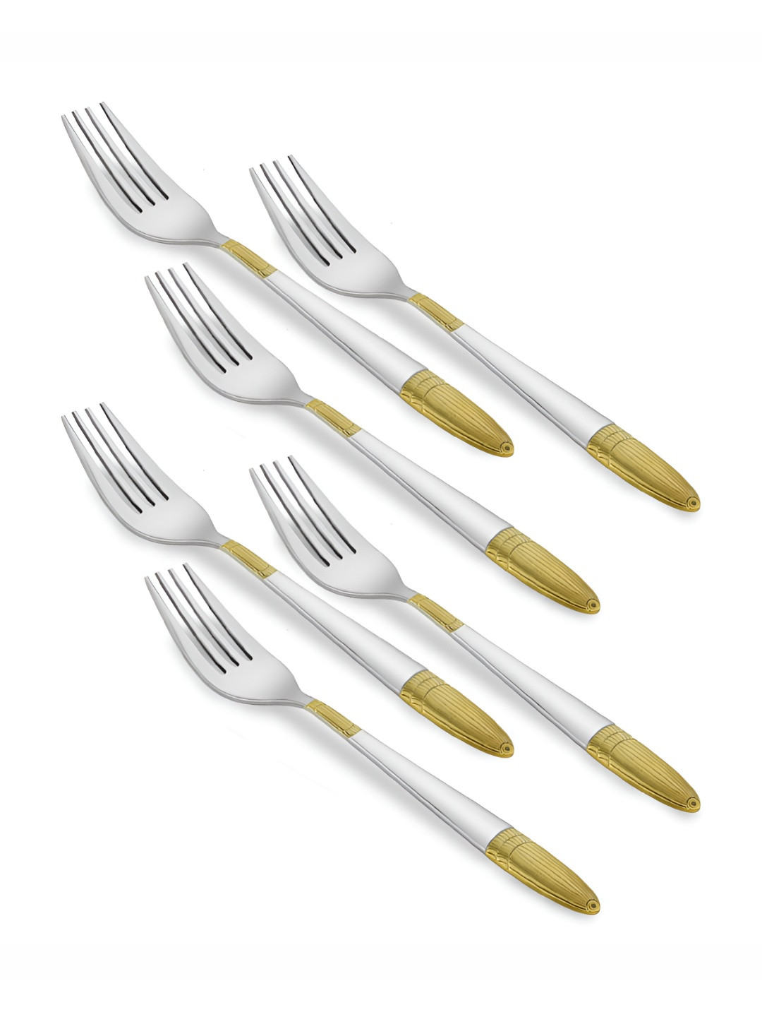 Parage Silver-Toned & Gold Toned 6 Pieces Stainless Steel 24k Golden Forks