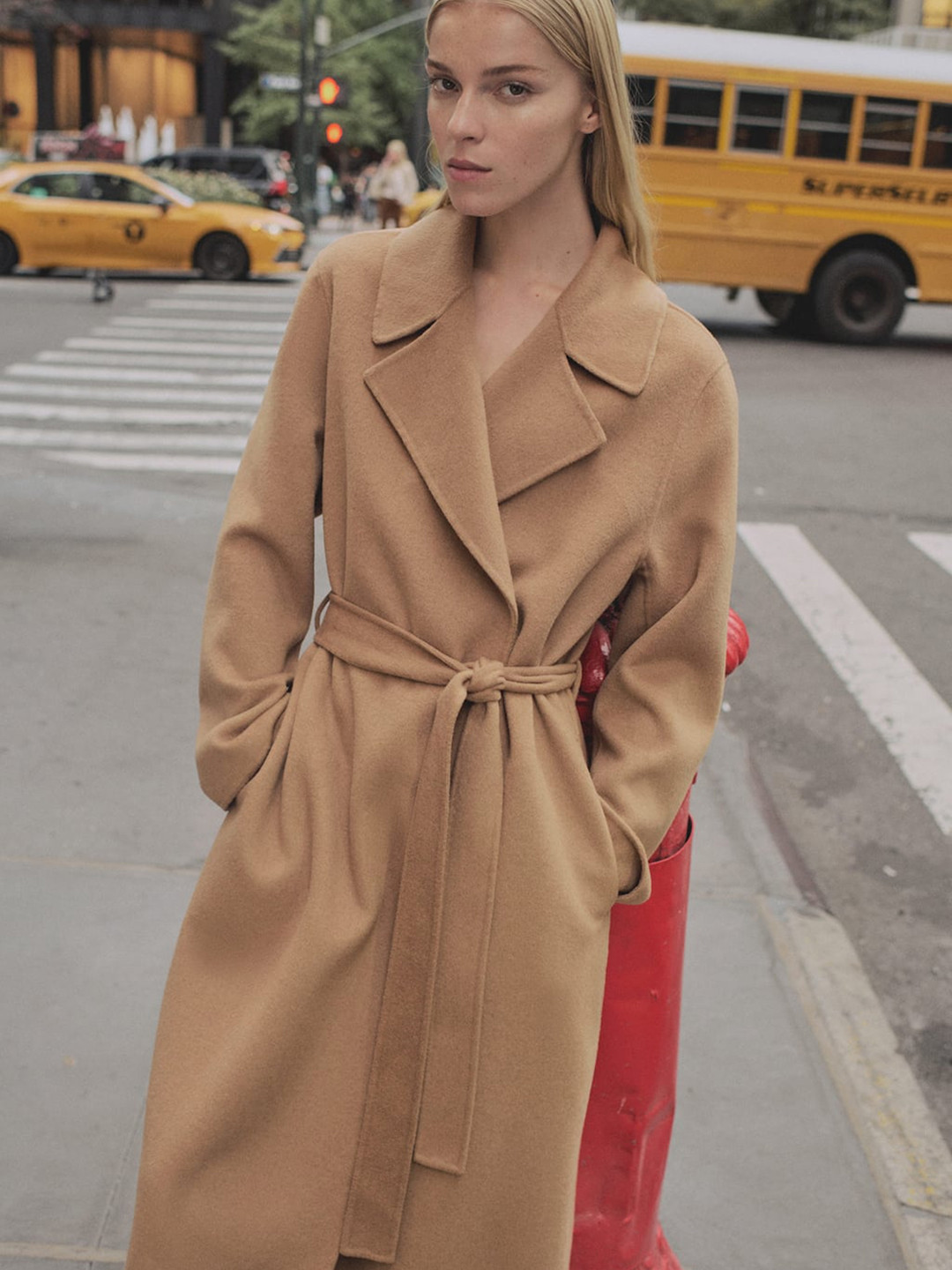 MANGO Belted Longline Wrap Coat