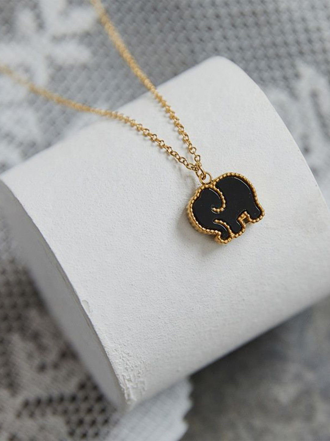 PALMONAS 18K Gold-Plated Little Heffalump Stainless Steel Pendant With Chain