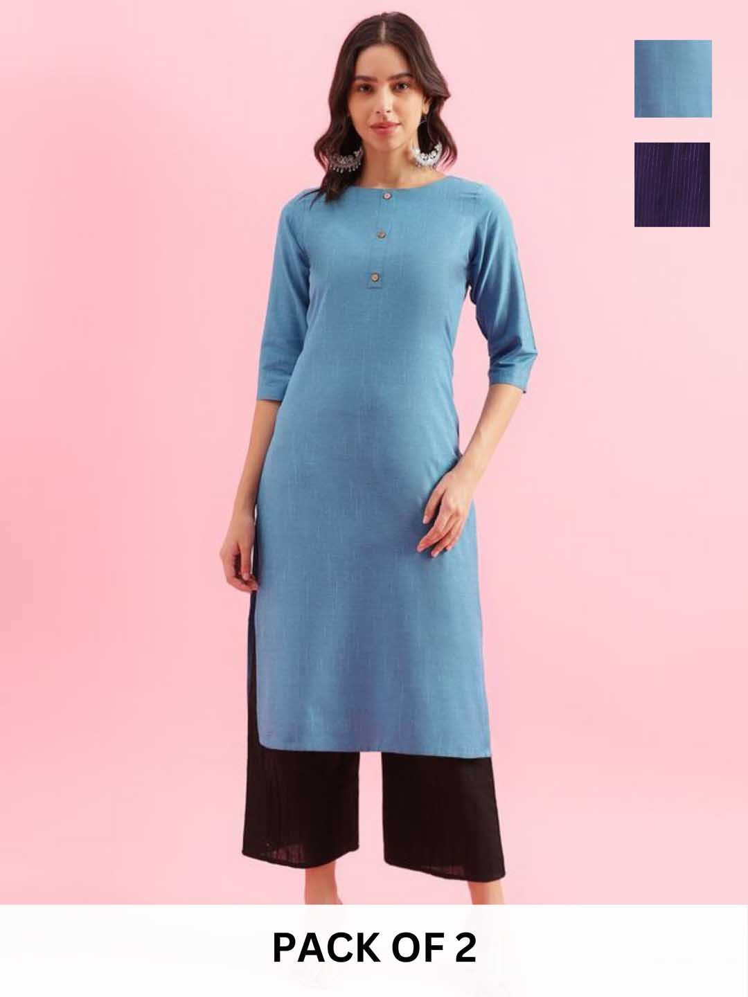 KALINI Selection Of 2 Boat Neck Straight Kurtas