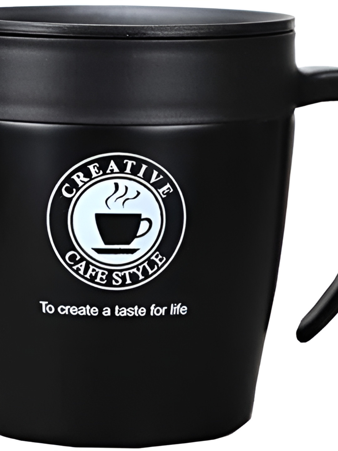 We3 Diamond Black Typography Stainless Steel Dishwasher Safe 3 Piece Mug with Lid-330ml