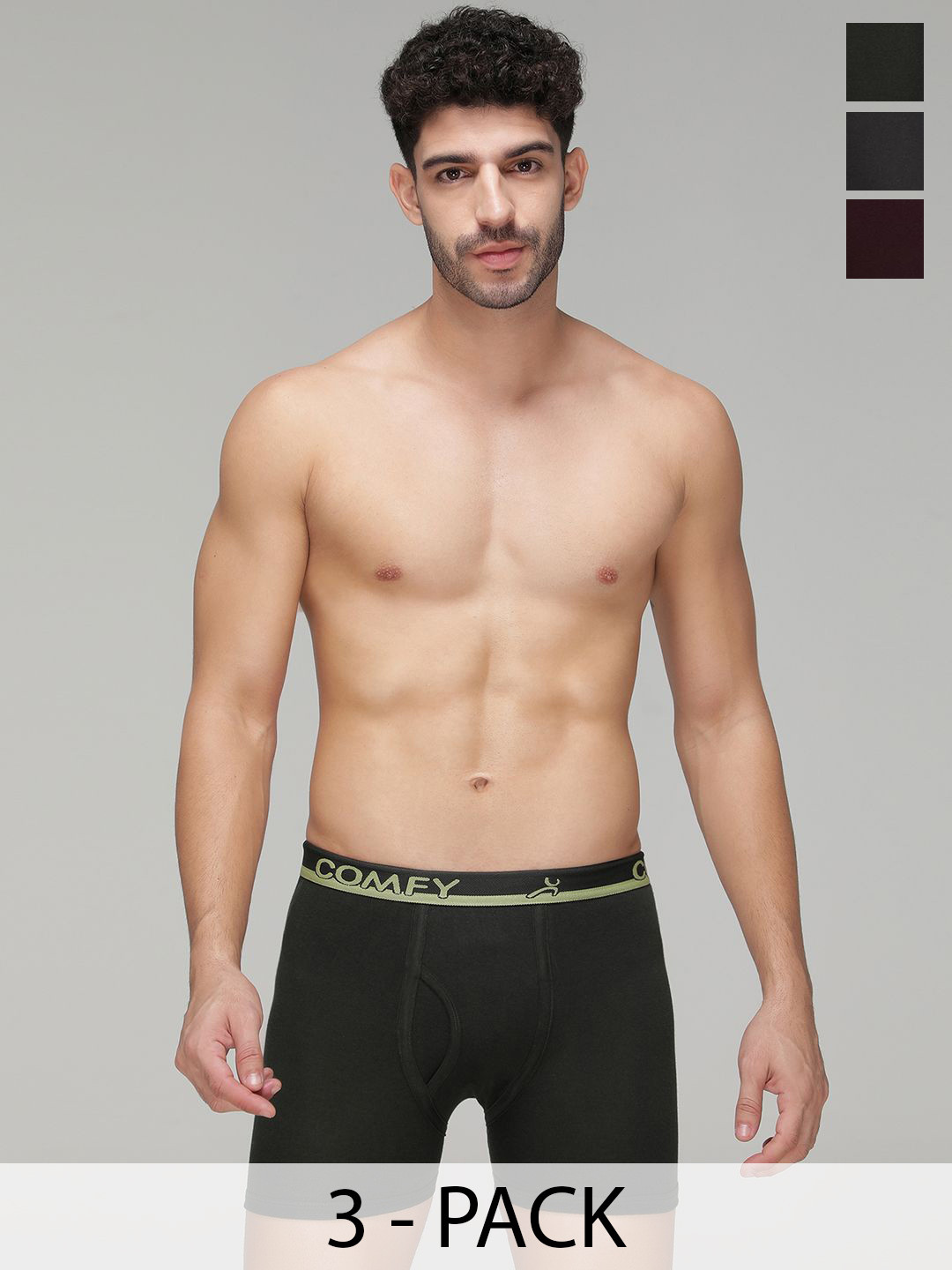 AMUL COMFY Pack Of 3 Assorted Pure Cotton Trunk AC-PLCLRTROE-ASST-75-3PC