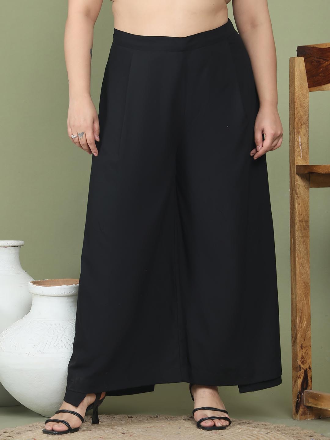 theRebelinme Women High-Rise  Flared Trousers Plus Size