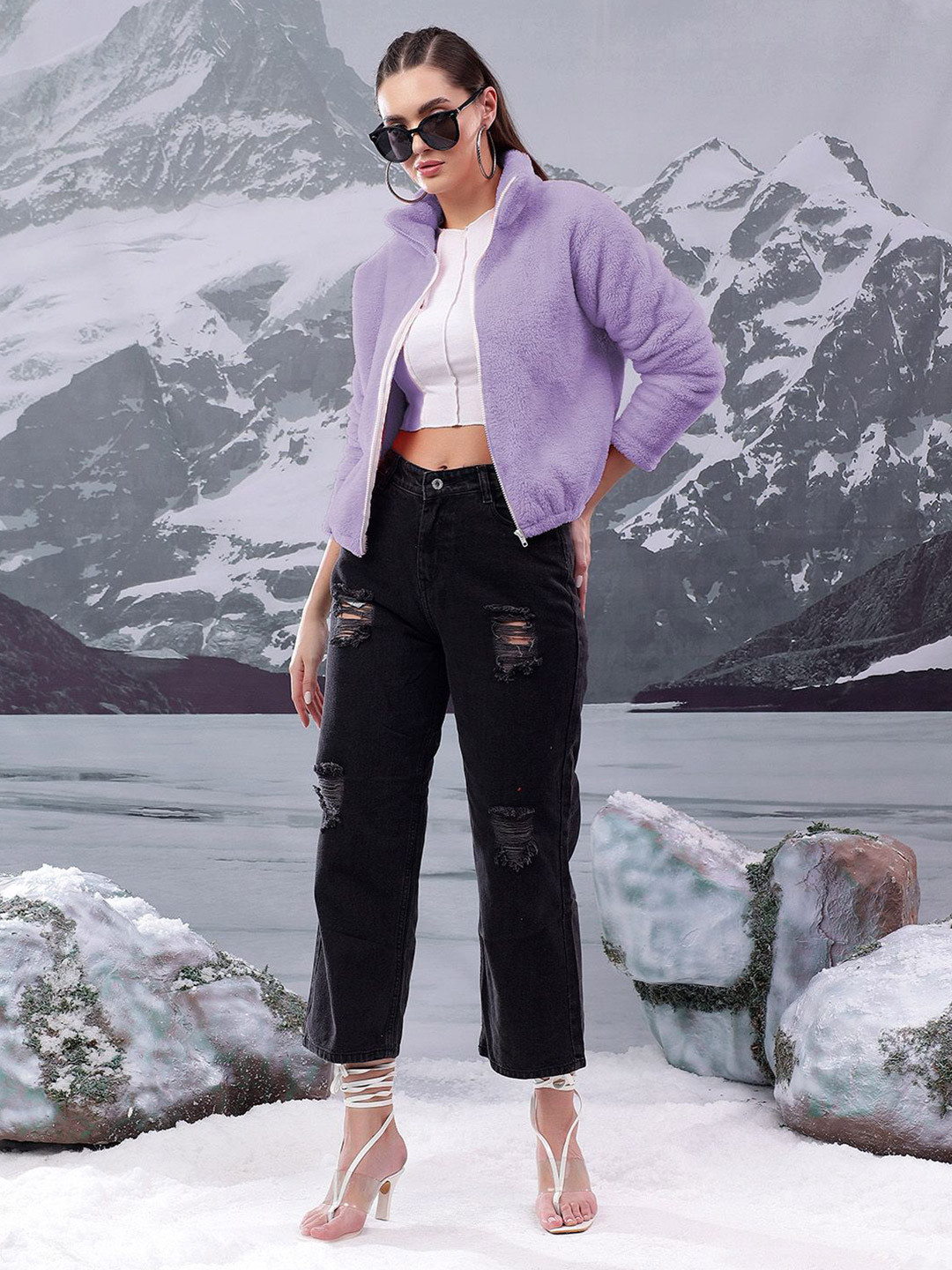 Kotty Women High Neck Front-Open Sweatshirt