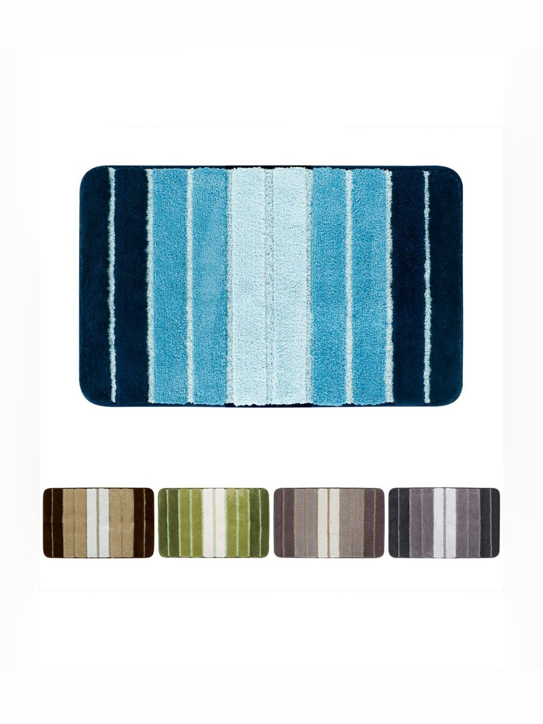 HOKIPO Blue Patterned Microfibre 1800 GSM Bath Rugs