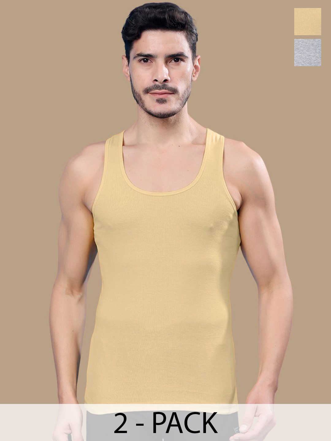 Friskers Pack Of 2 Round Neck Ribbed Gym Vest 17012025R-04-09