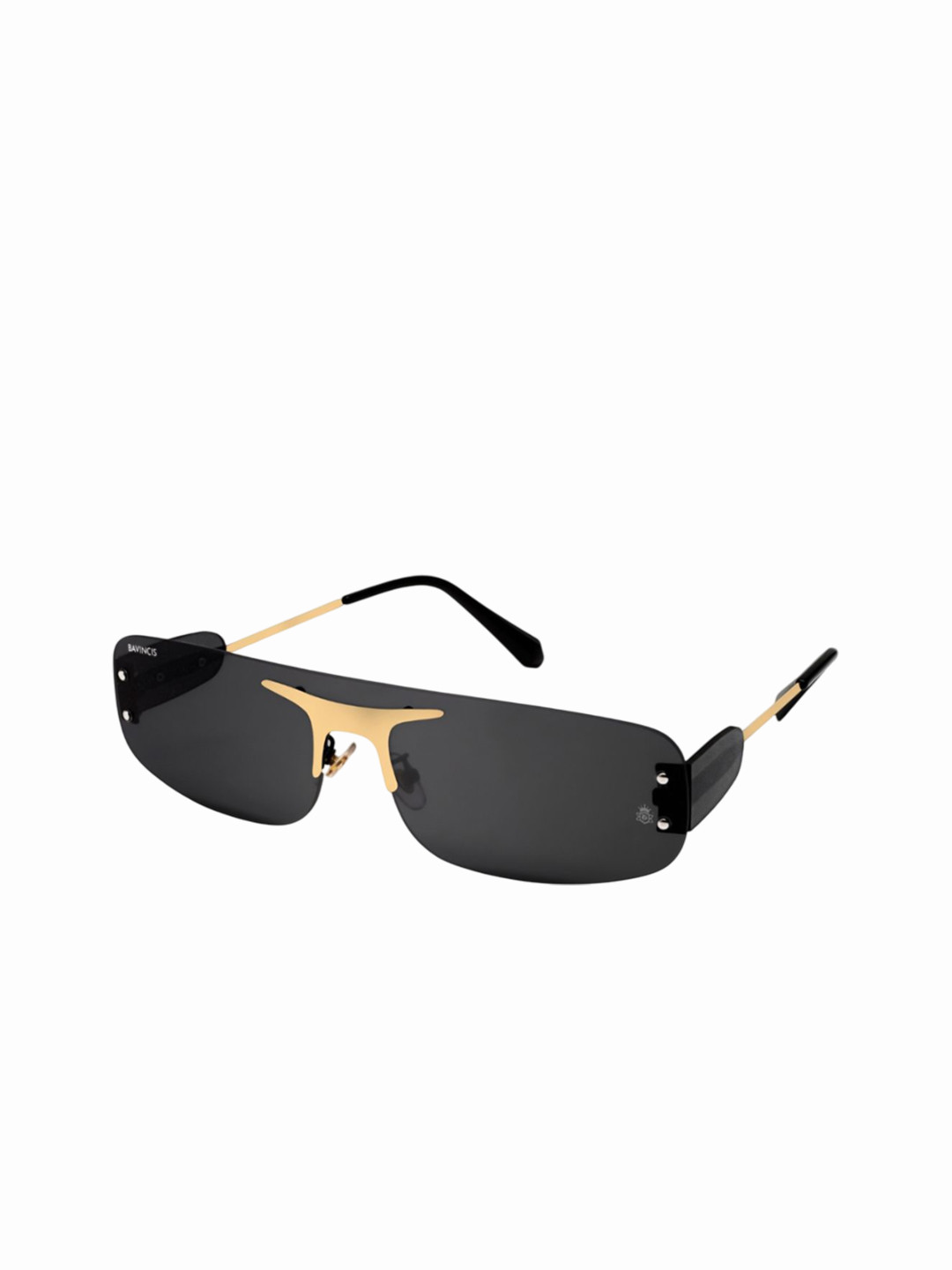 BAVINCIS Women Rectangle Sunglasses with UV Protected Lens Bayons-063-Gold-And-Black