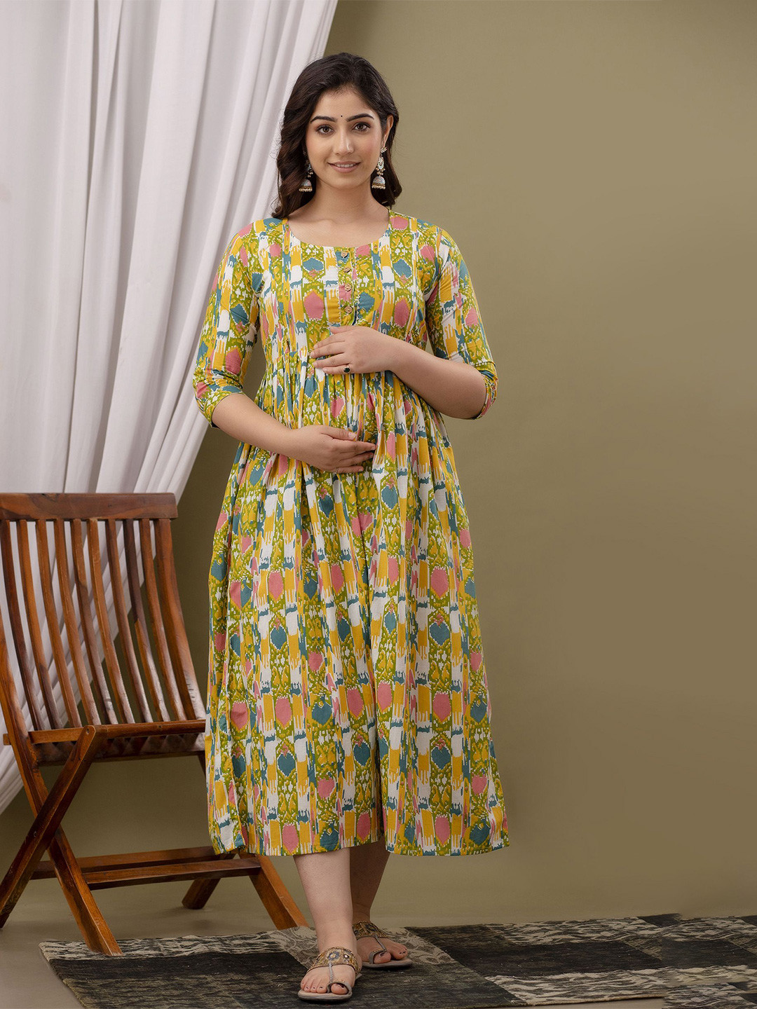 UrbanRang Floral Print Maternity Maxi Dress