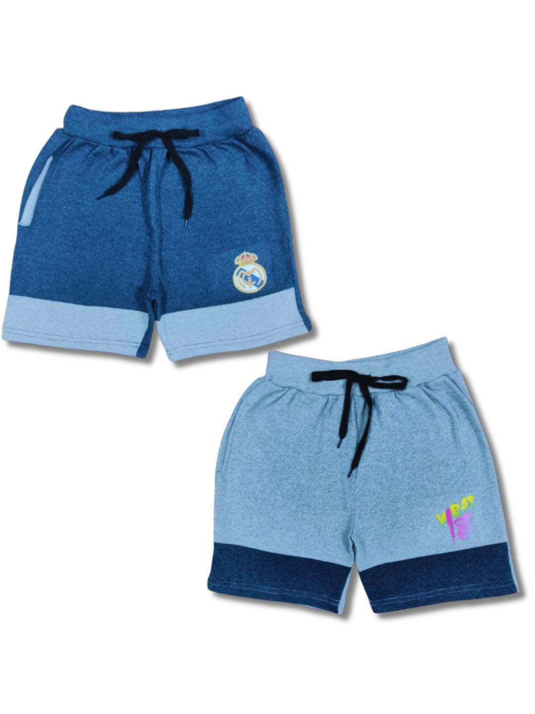 Seyor Boys Pack Of 2 Cotton Colourblocked Mid-Rise Casual Shorts