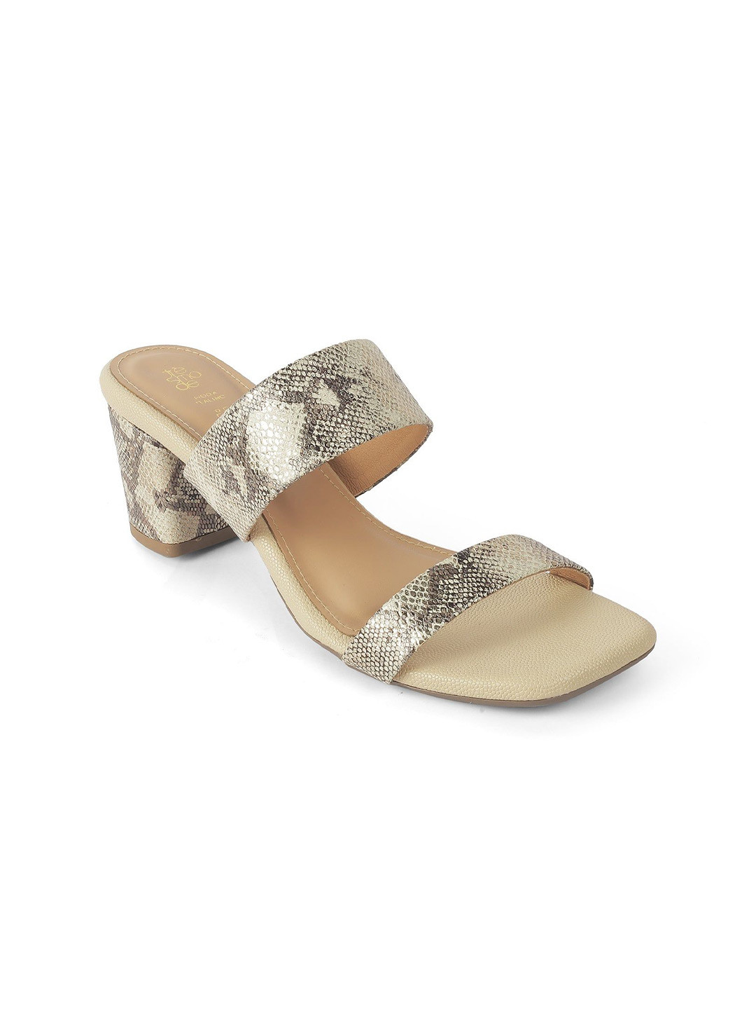 Tresmode Rentu Gold Women Dress Block Heel Sandals