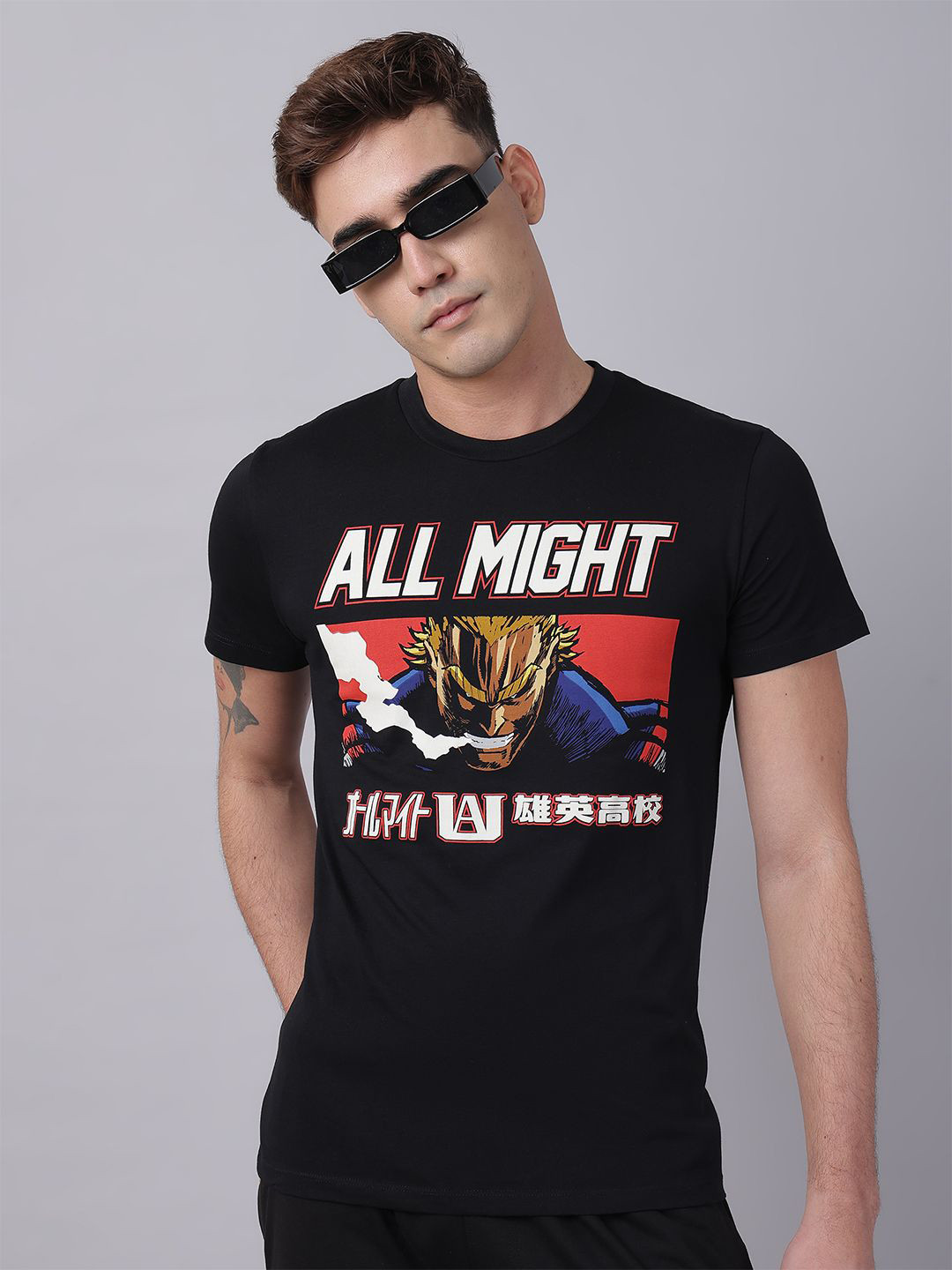 Free Authority Men My Hero Academia Anime Graphic Printed Regular Fit Cotton Tshirt