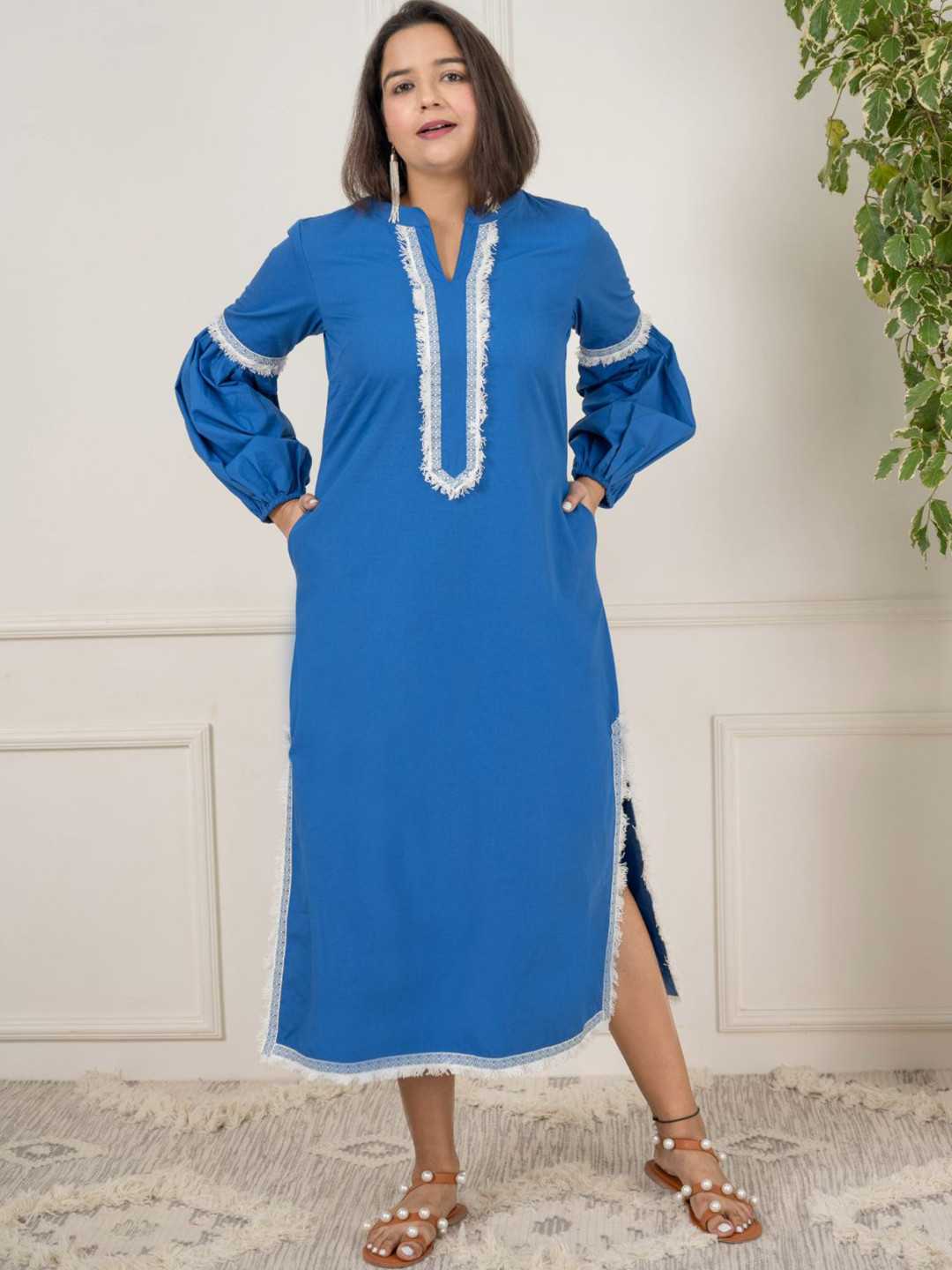 Label Tanvee Puff Sleeve Midi Dress