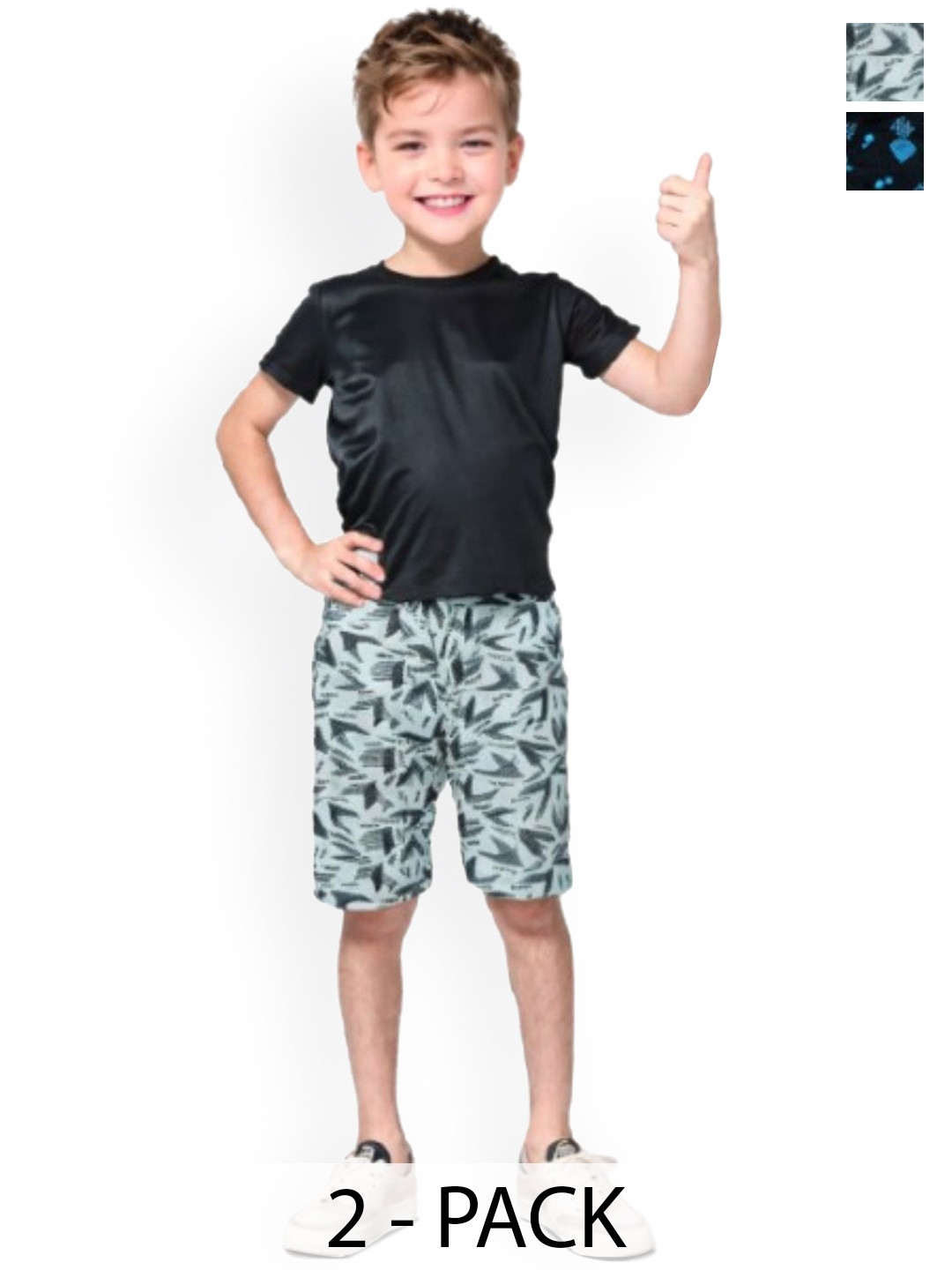 Seyor Boys Pack Of 2 Printed Relaxed Fit Mid-Rise Cotton Shorts