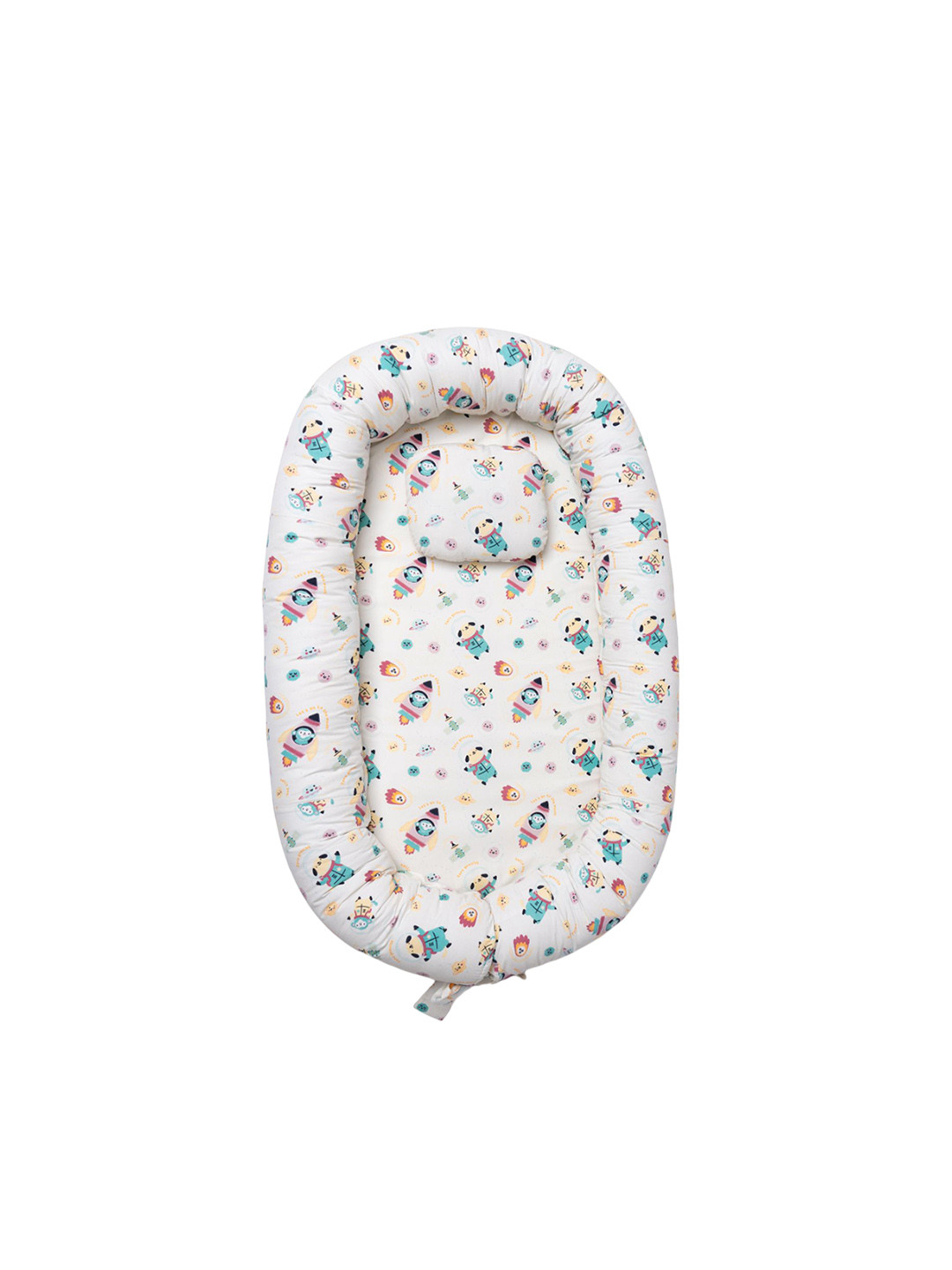 TIDY SLEEP Kids White Printed Pure Cotton Baby Nest