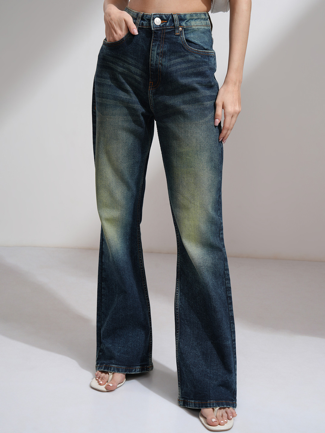 Tokyo Talkies Women High Rise Bell Bottom Jeans