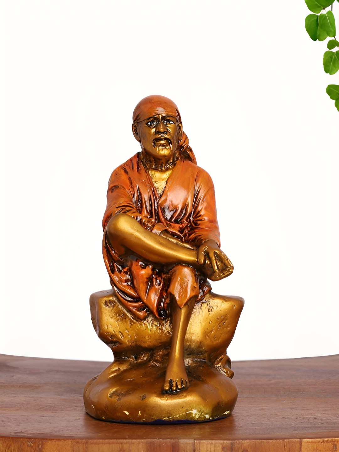 INTERNATIONAL GIFT Sai Baba Gold Polyresin Natural Prayer Room Medium Showpiece - 7 Inches