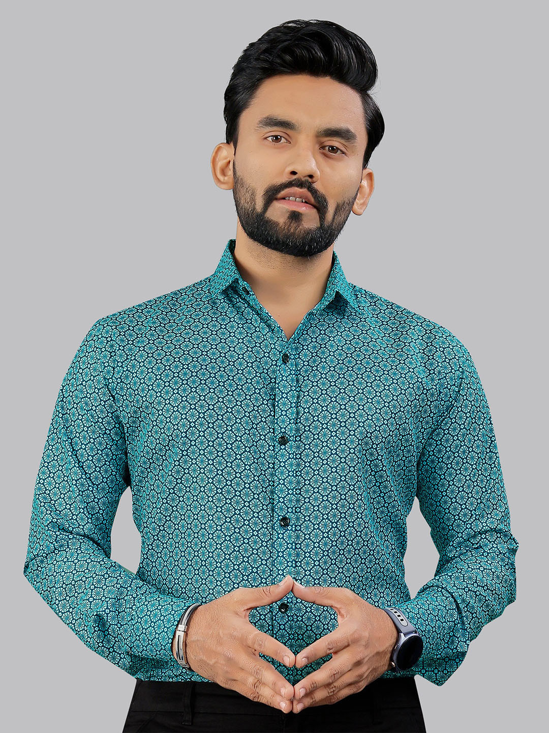 IKON FASHION Men Comfort Fit Spread Collar Floral Printed Cotton Casual Shirt