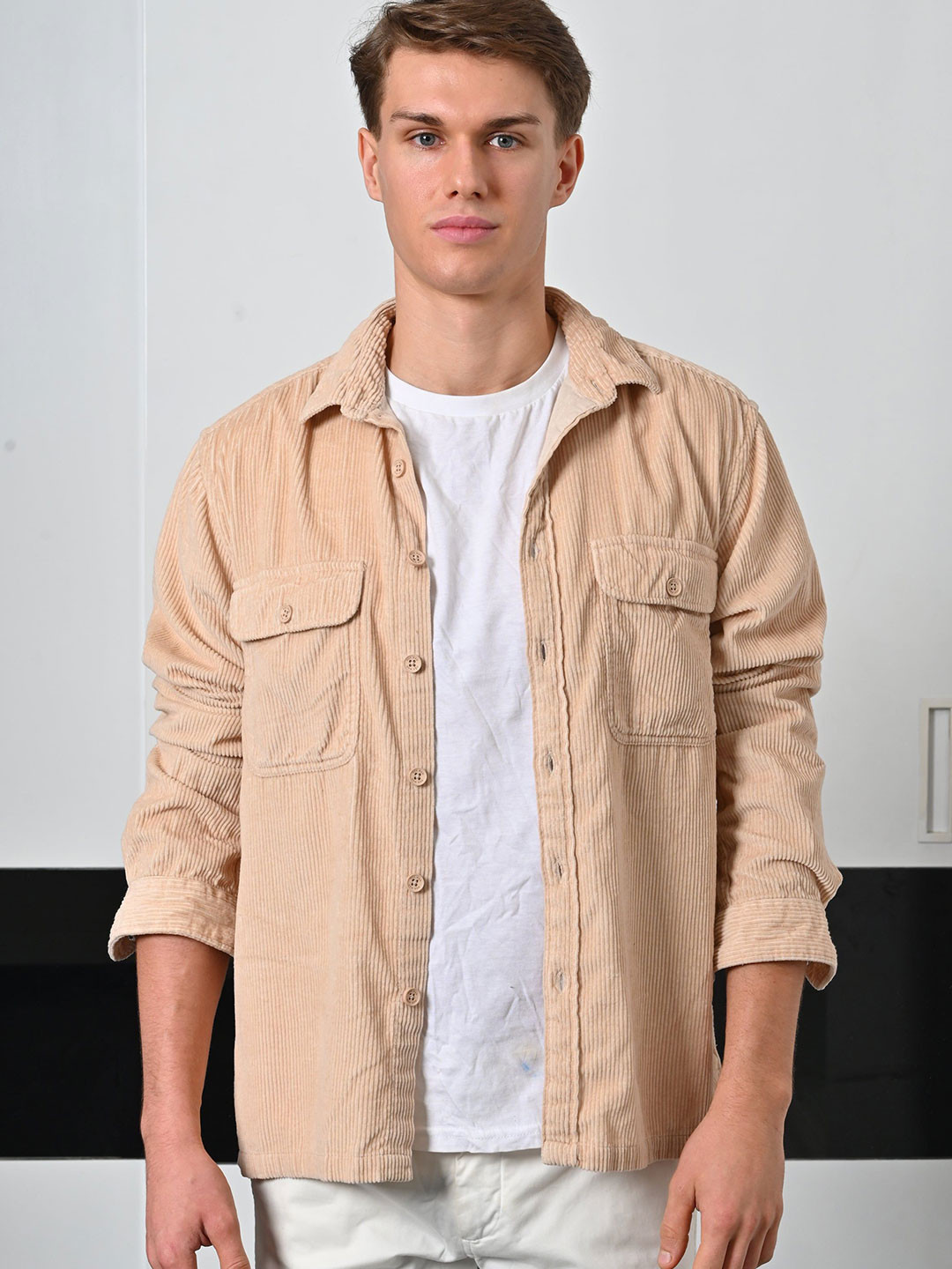 Topaz - Heavy Corduroy Overshirt - Beige