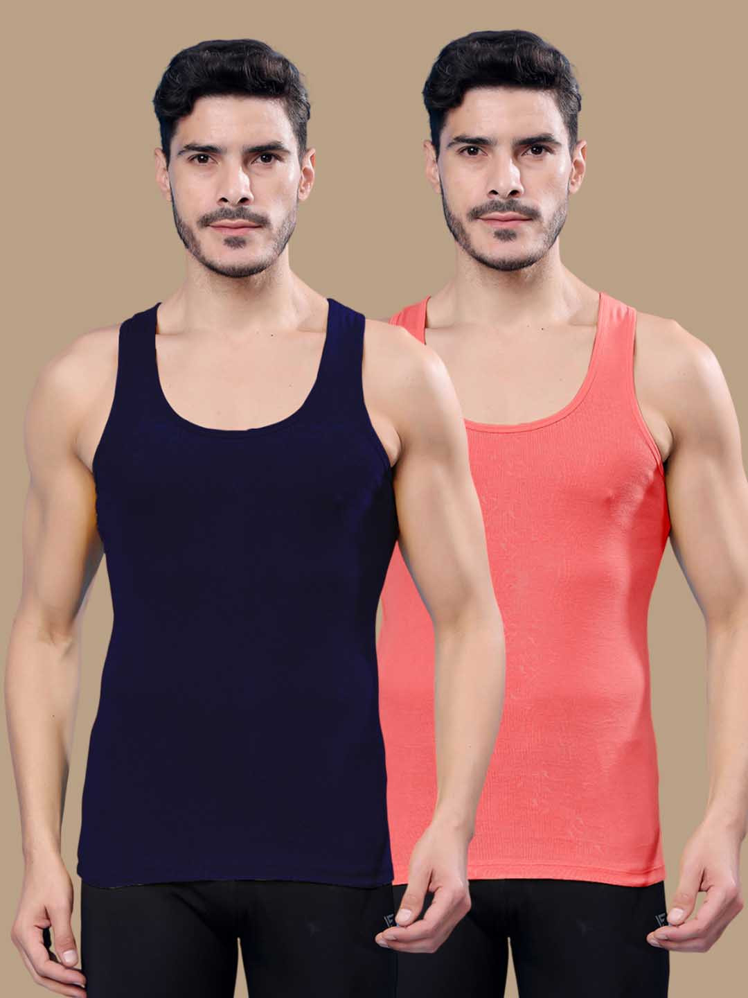 Friskers Pack Of 2 Ribbed Cotton Gym Vest 17012025R-05-15