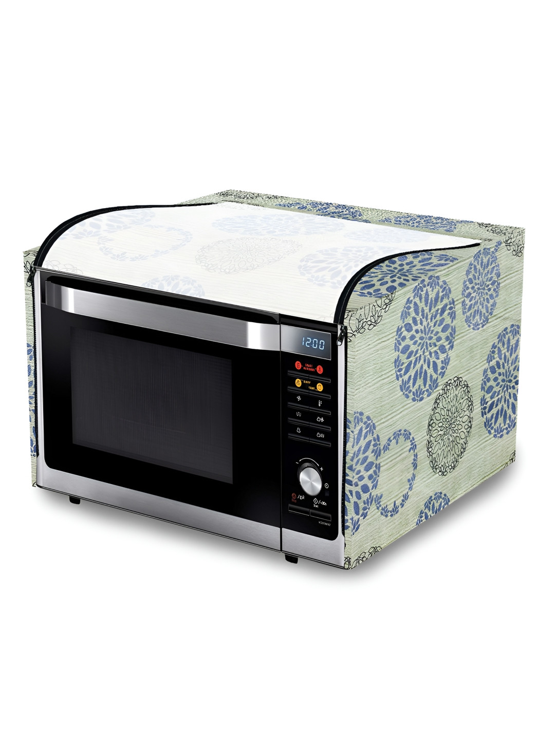 KANUSHI INDUSTRIES Green & Blue Printed 100% Waterproof Microwave Cover