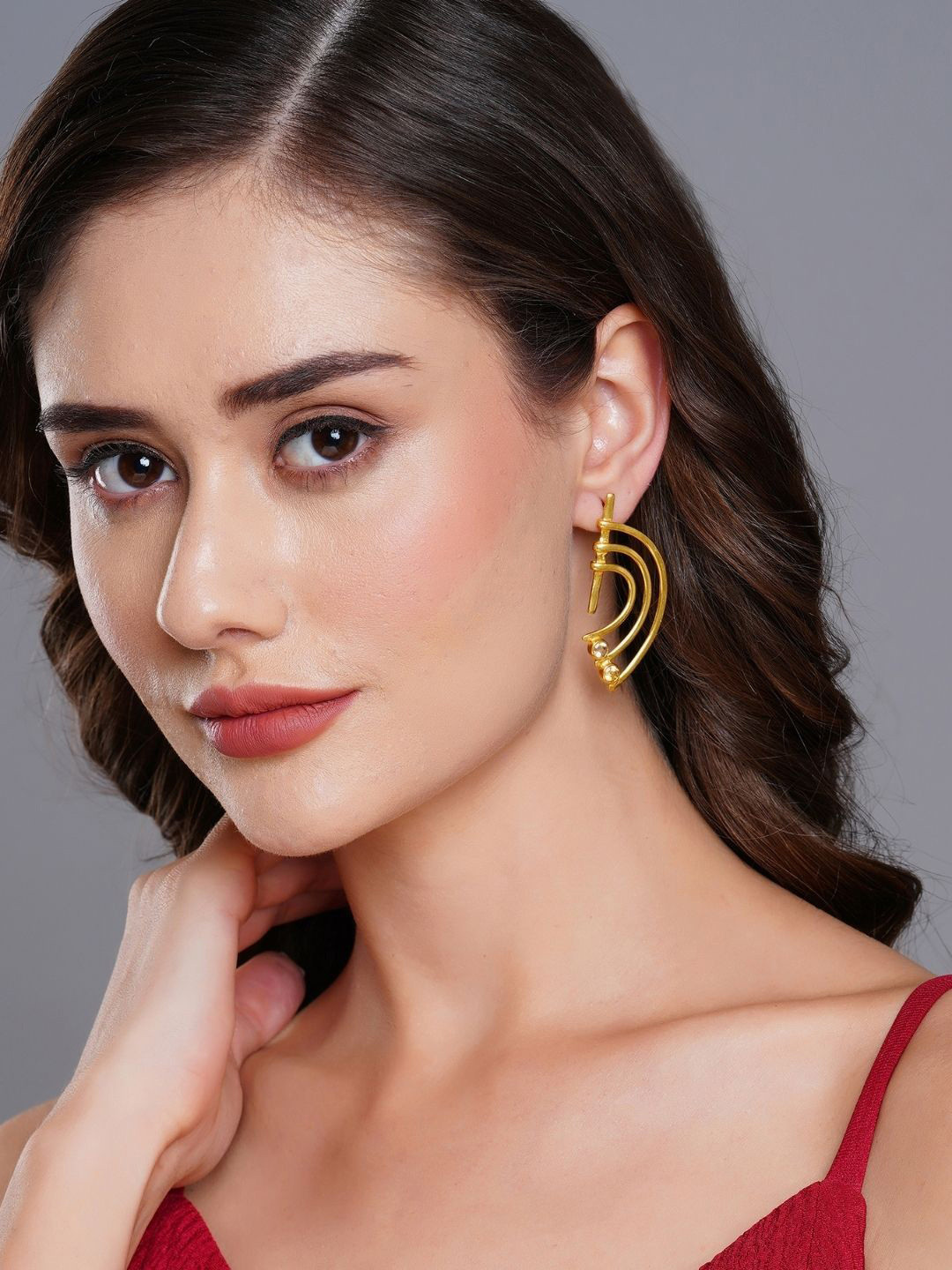 The Ethereal Store Melody Gold-Plated Contemporary Shaped Drop Earrings