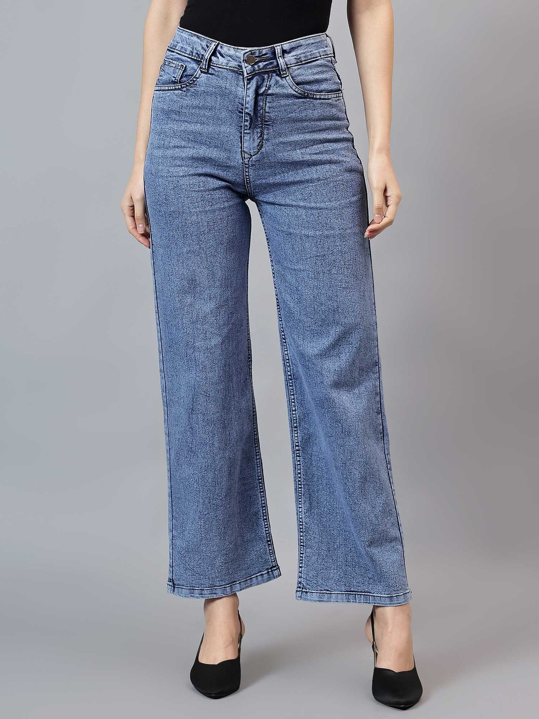 POMPOUS Women Jean High-Rise Heavy Fade Stretchable Jeans - Baggy