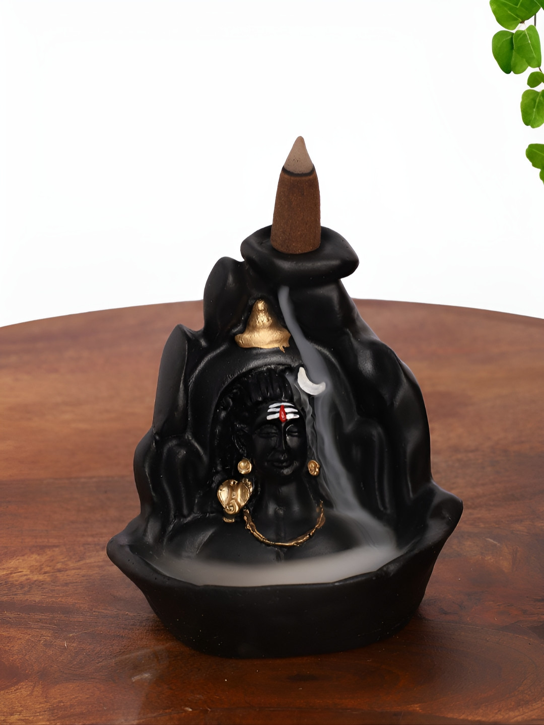 INTERNATIONAL GIFT Shiv Ji Black Polyresin Matte Prayer Room Fountain Small Showpiece - 4 Inches