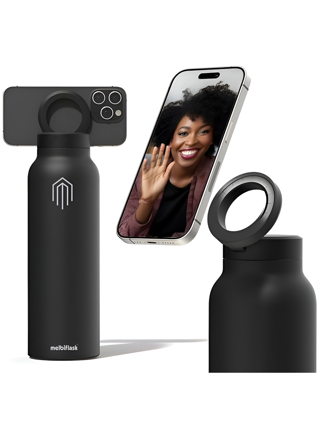 MELBIFY Melbipod Black Brand Logo Stainless Steel BPA Free Flask - 750ml