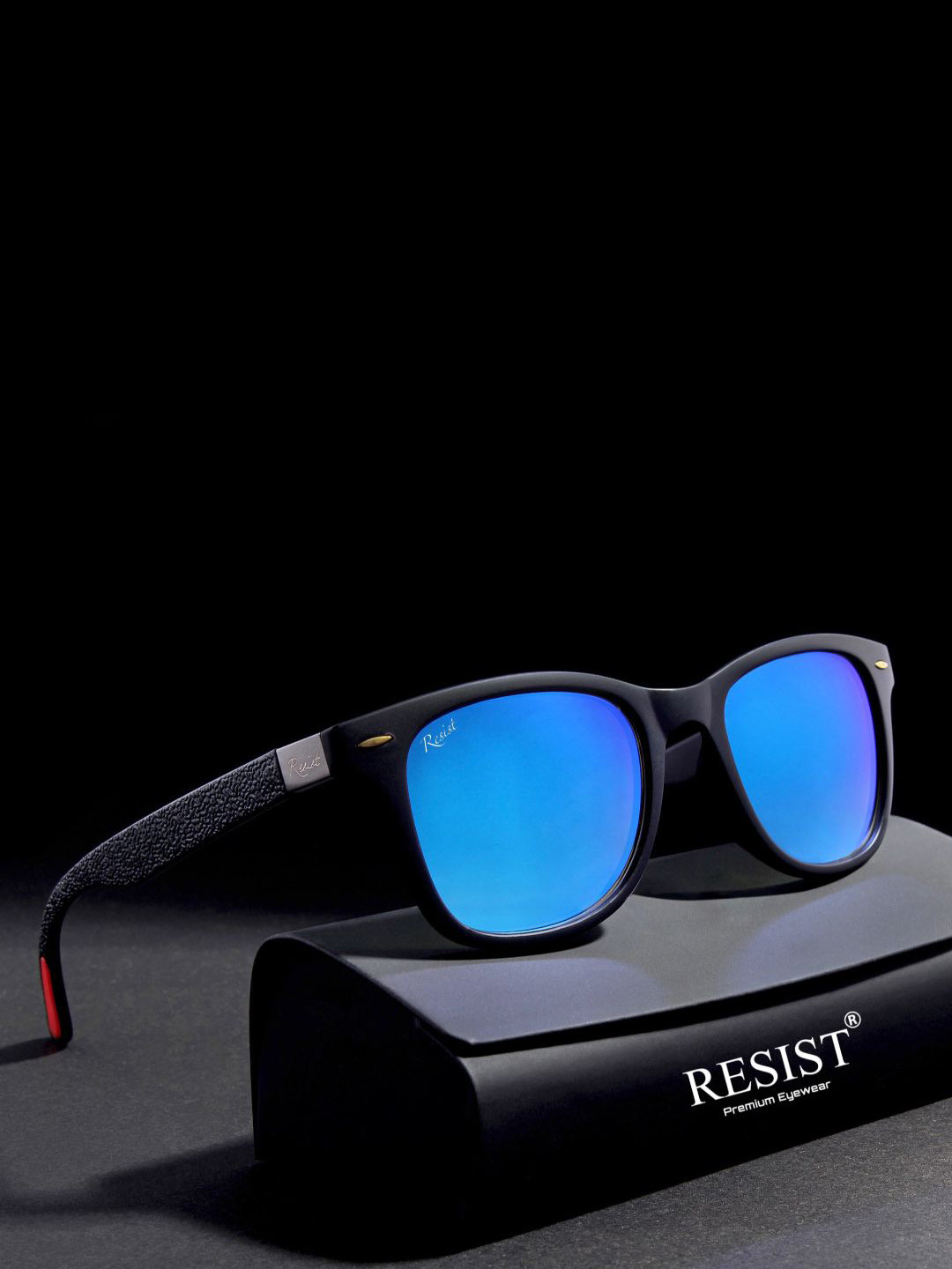 RESIST EYEWEAR Unisex Wayfarer Sunglasses CHRISTOPHER BLACK AQUA REVO