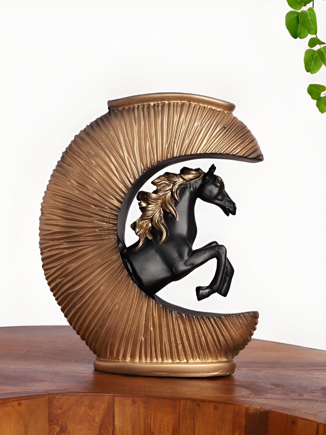 INTERNATIONAL GIFT Horse Gold Polyresin Glossy Living Room Small Showpiece - 8 Inches