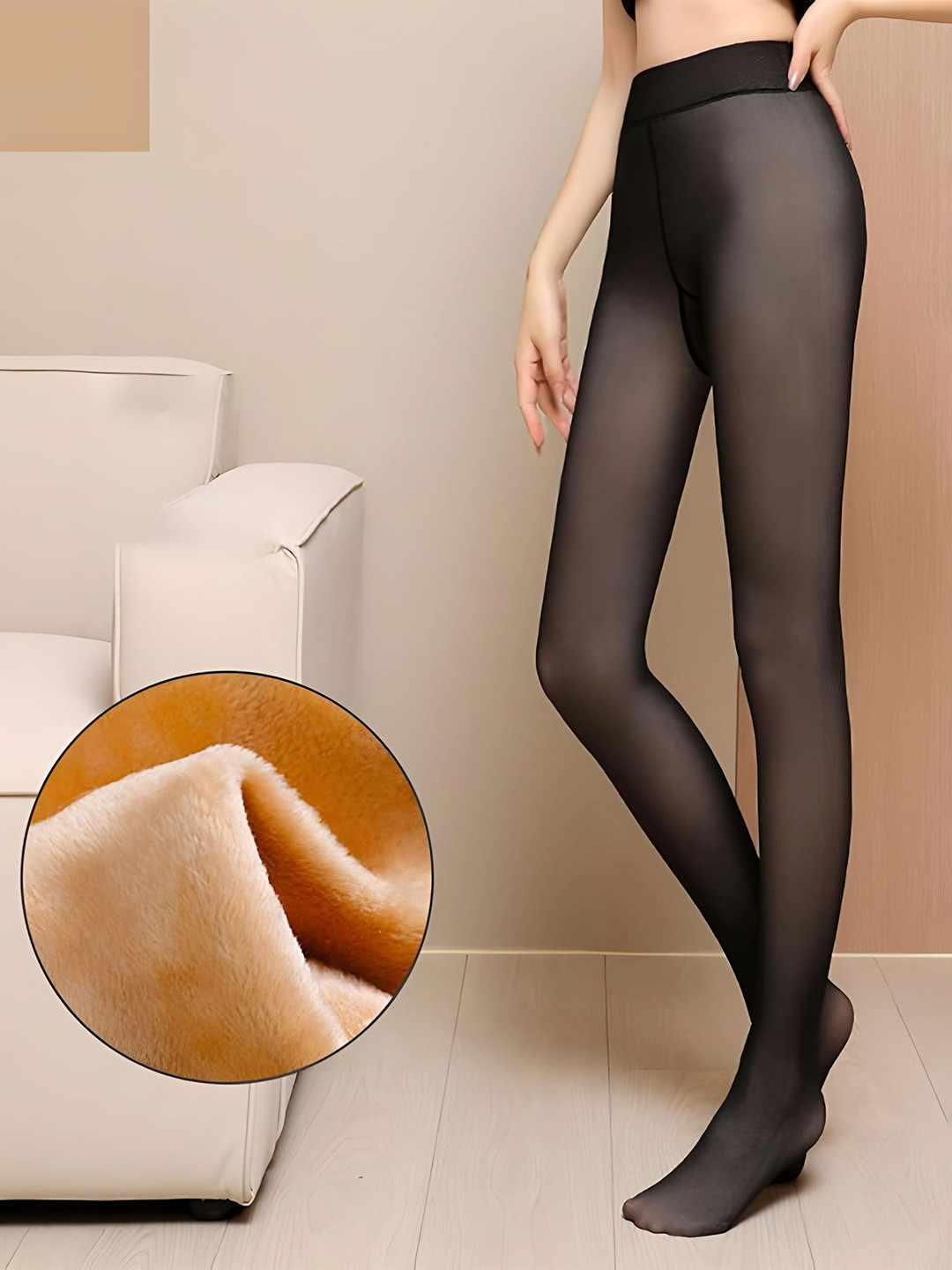 DUNBERRY LONDON Women Fake Translucent Dual Tone Winter Thermal Leggings