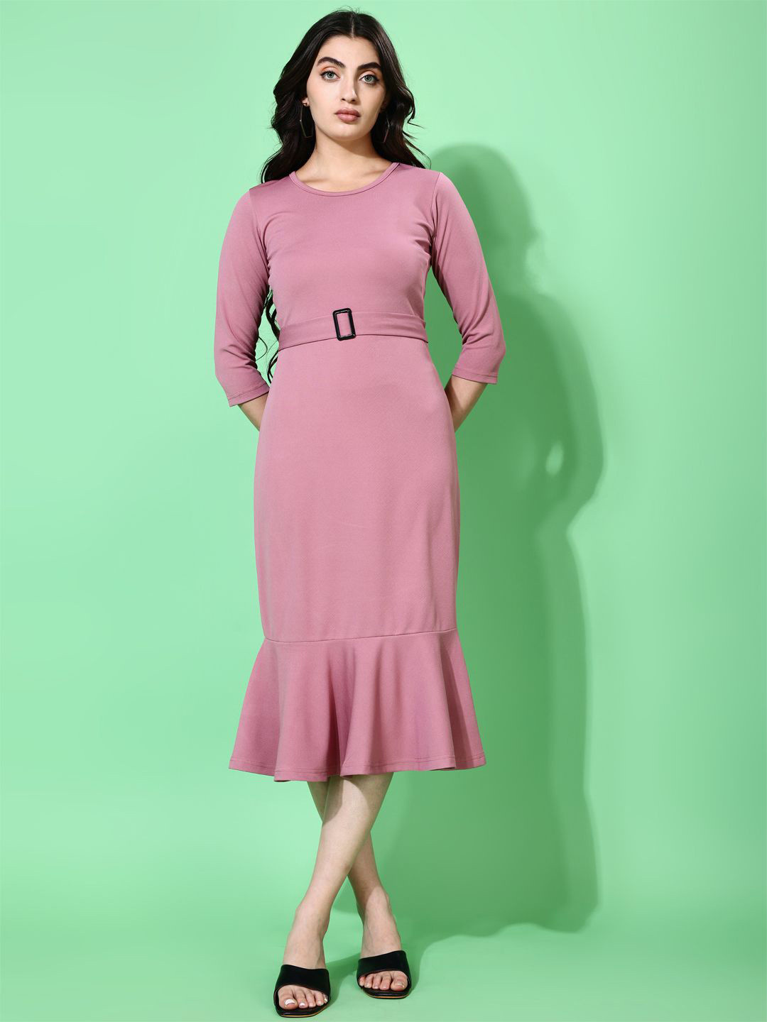 Attire Empire Women Cotton Drop-Waist Midi Dress