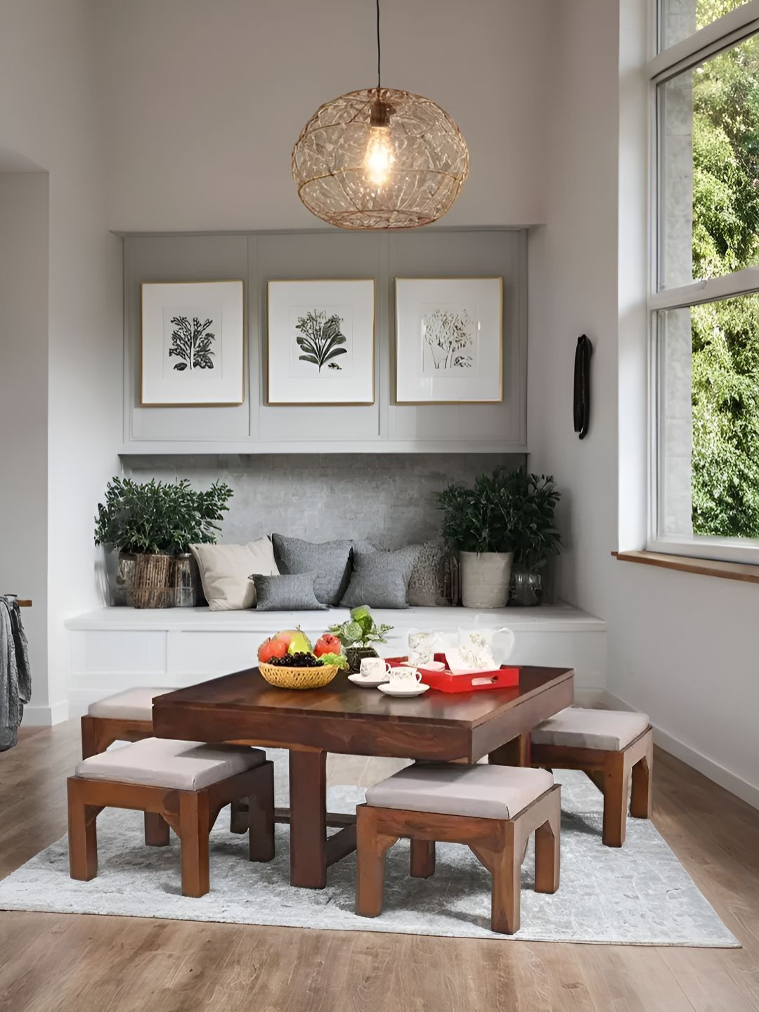 Royaloak New York American Brown & White 5 Pieces Sheesham Wood Coffee Table Set