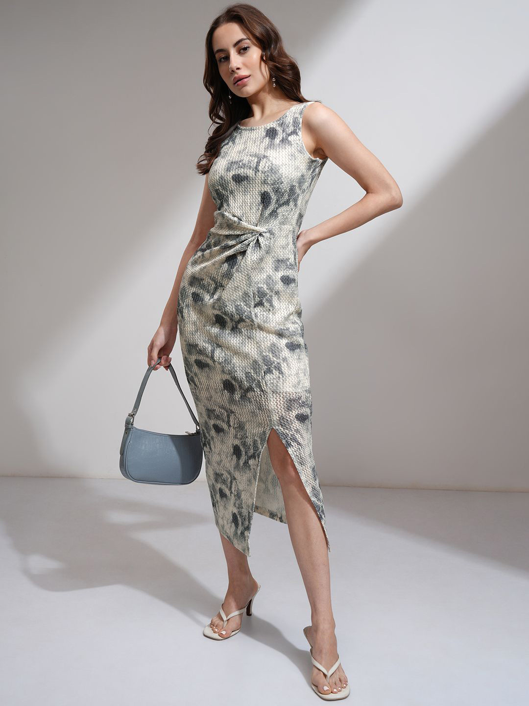 Tokyo Talkies Women Tie Die Twisted High Slit Crochet Dress