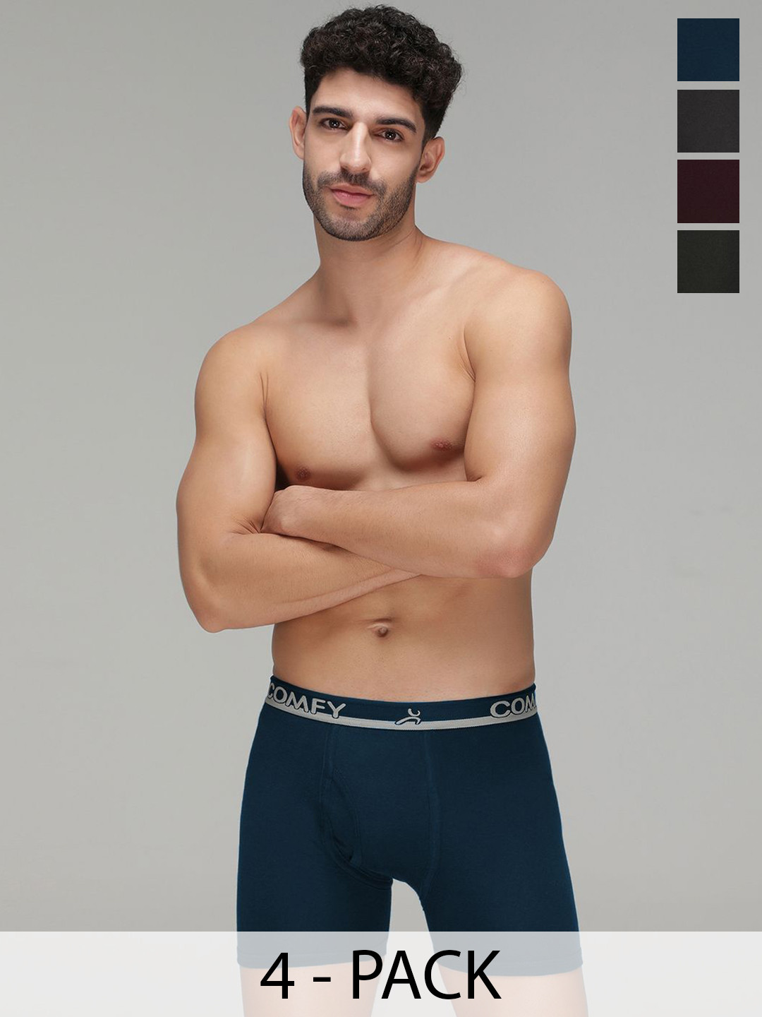 AMUL COMFY Pack Of 4 Assorted Cotton Trunk AC-PLCLRTROE-ASST-90-4PC