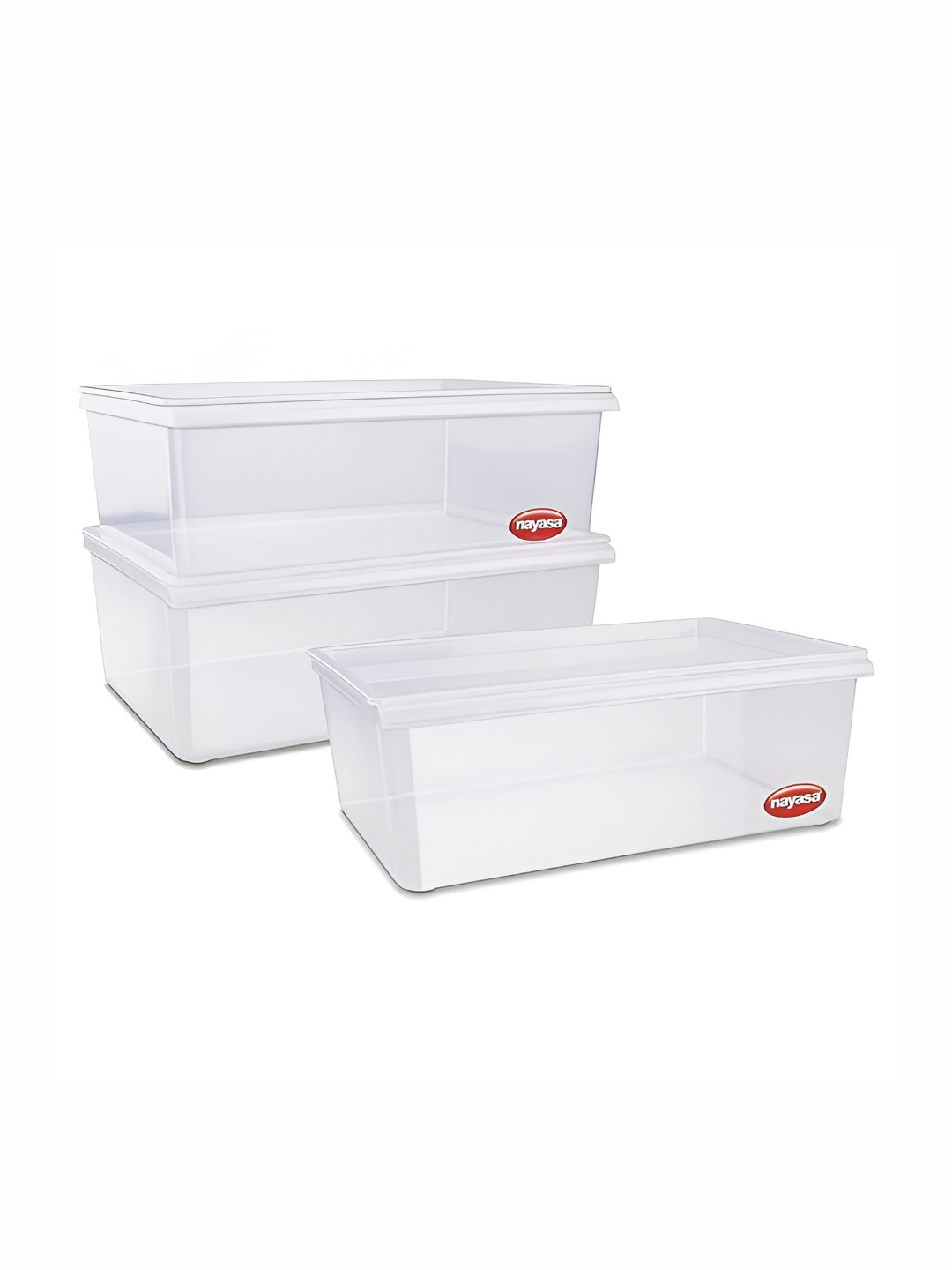 Nayasa Set Of 3 Transparent Rectangular Plastic Multipurpose Storage Box