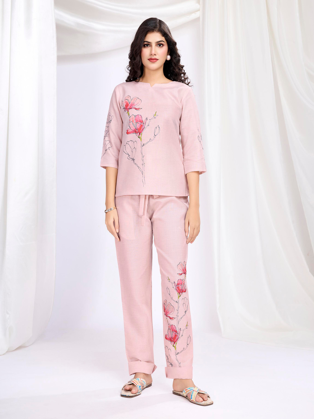MOJILAA Printed Top With Trouser Co-Ords