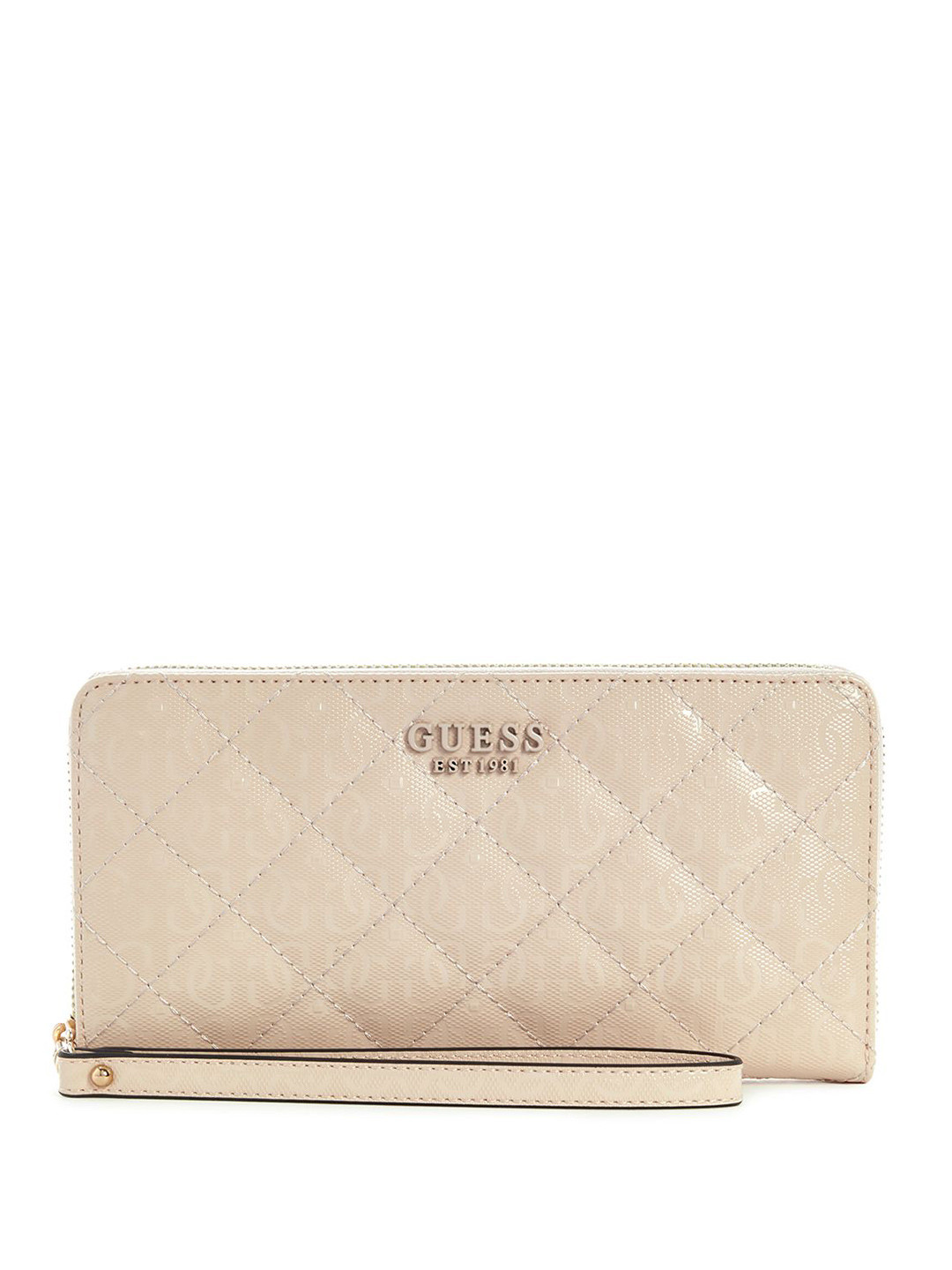 GUESS Women Textured PU Quilted Laurel Cheque Organizer Zip Around Wallet
