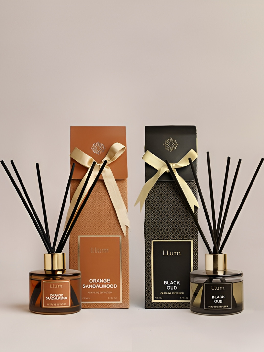 LLUM 2-Pcs Black & Orange Black Oud & Orange Sandalwood Aroma Oil Diffusers 100 ML