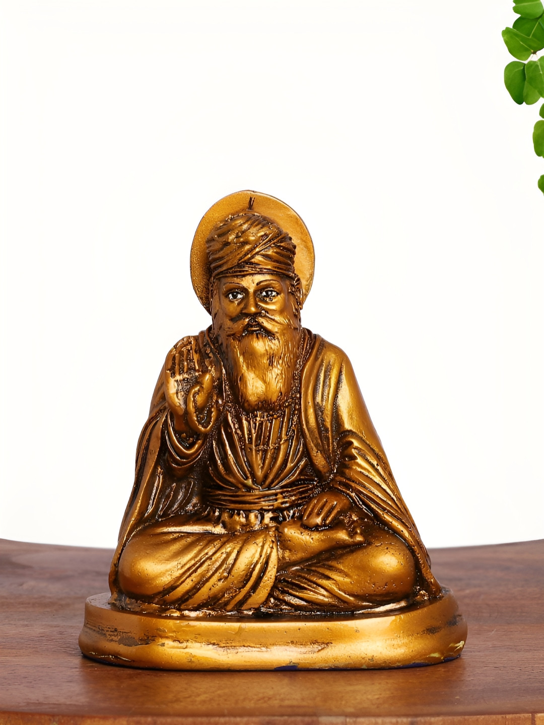 INTERNATIONAL GIFT Guru Nanak Ji Gold Polyresin Natural Prayer Room Medium Showpiece - 5 Inches