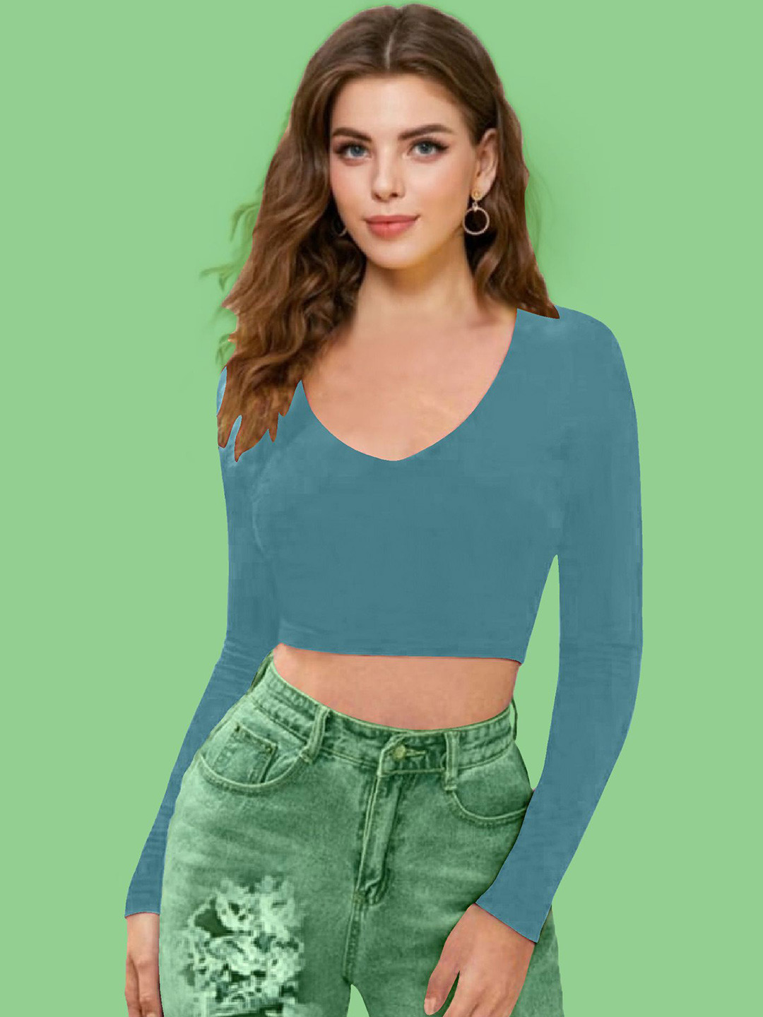 Dream Beauty Fashion Solid Scoop Neck Fitted Crop Top