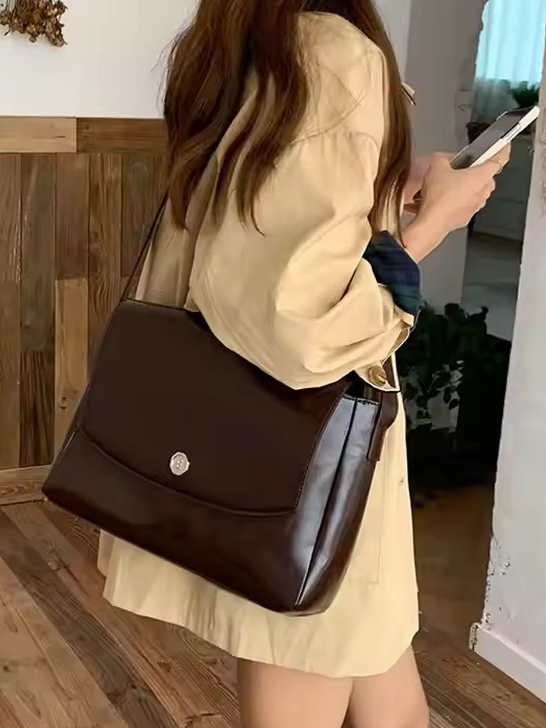 StyleCast Structured Shoulder Bag with Quilted