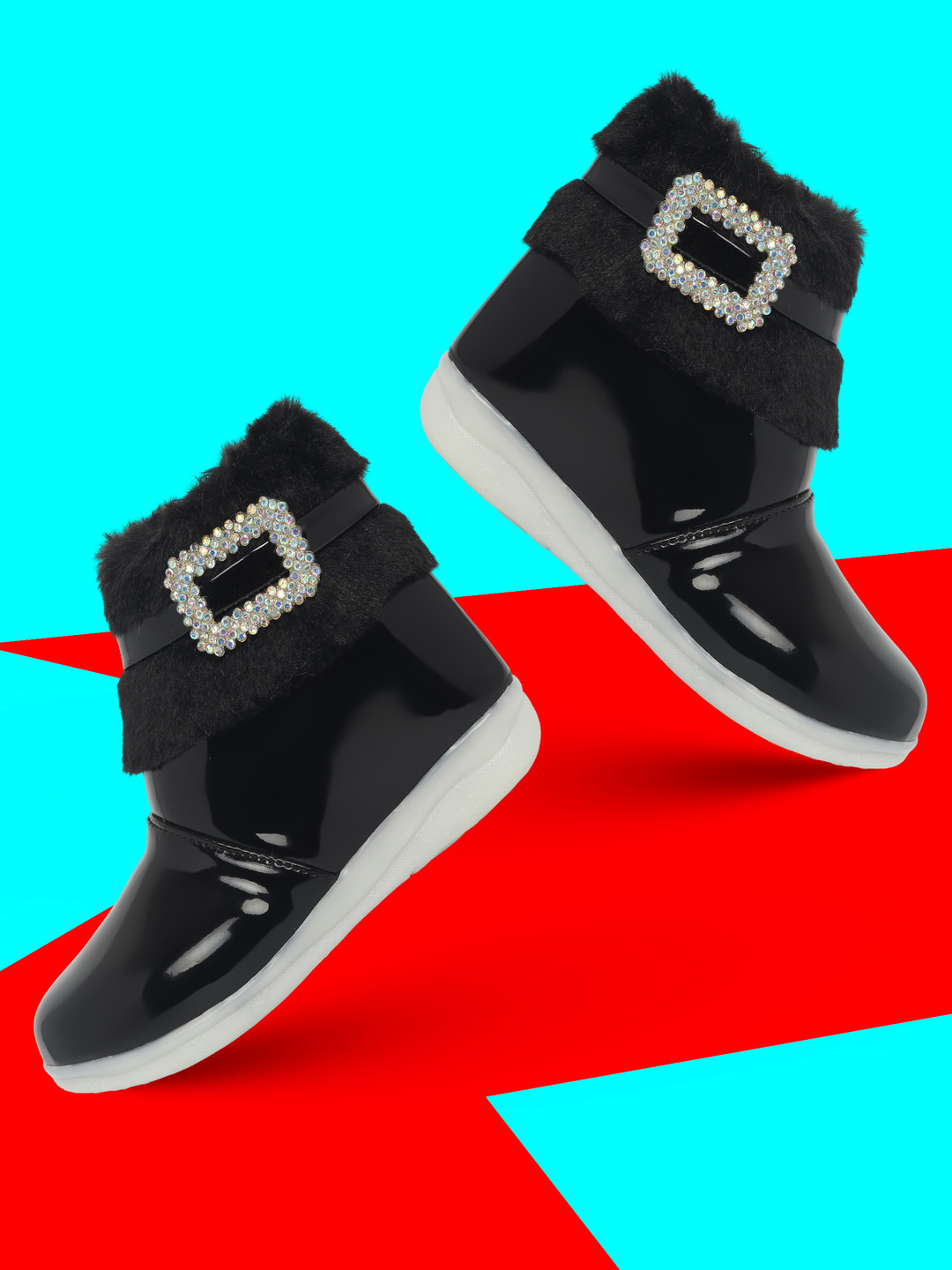 BAESD Girls Mid Top Winter Boots With LEDLight