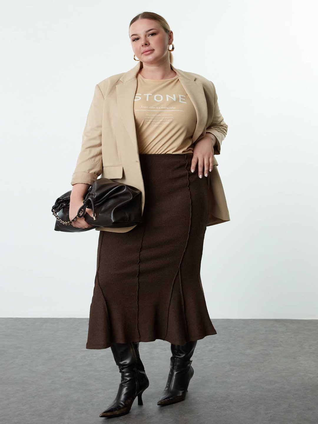 Trendyol Women Plus Size A-Line Midi Skirt