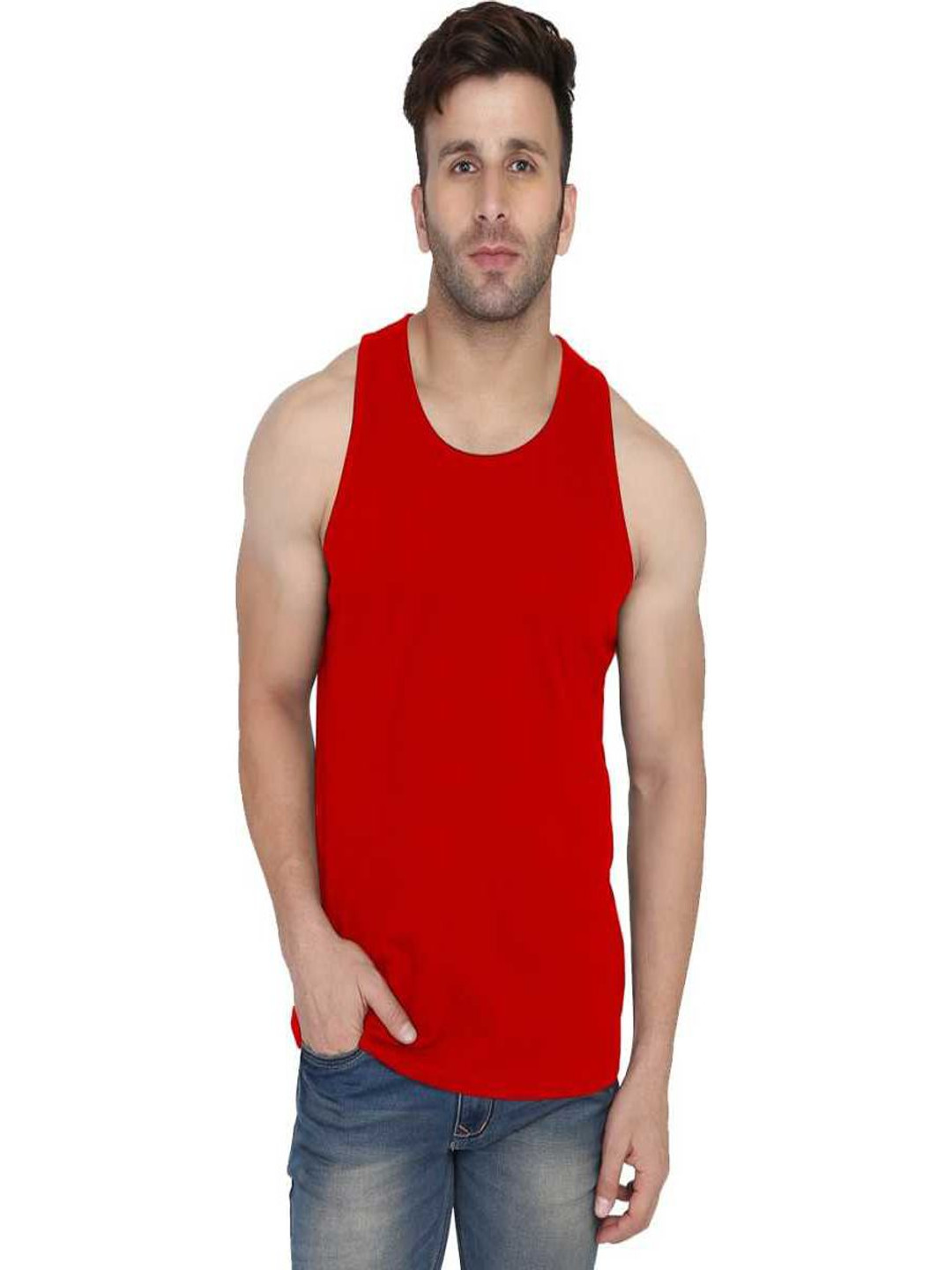 Woostro Round Neck Gym Vest RS26 PLAIN RED
