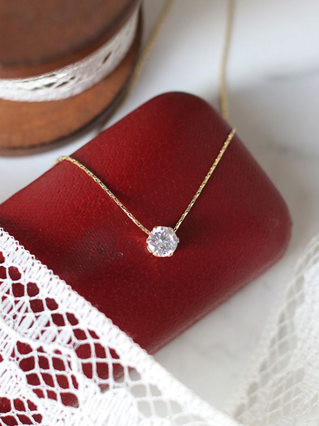 PALMONAS 18k Gold-Plated Cubic Zirconia Studded Stainless Steel Chain