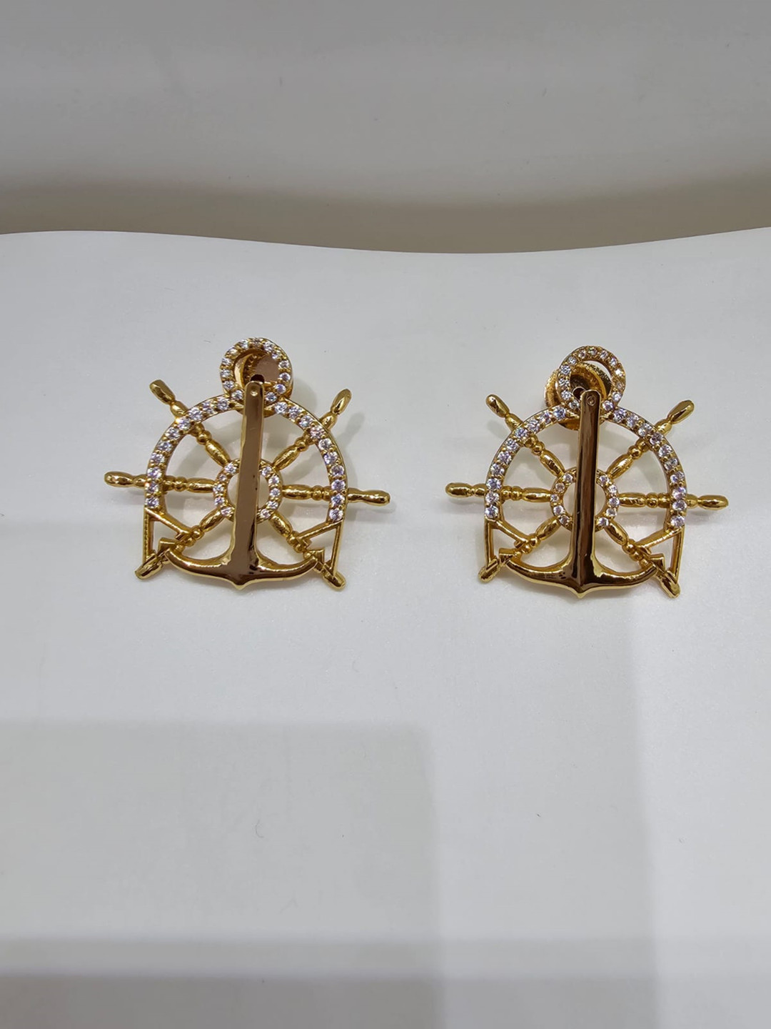 GAURISH BESPOKE JEWELLERY Gold-Plated Zircon Stone Studded Drop Earrings